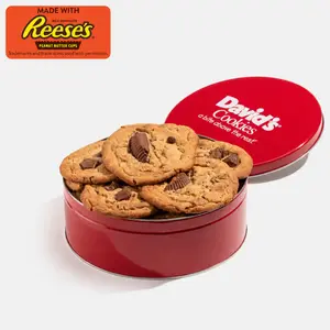 DAVID'S COOKIES Peanut Butter Chunk Fresh-Baked Decadent Cookie Gift Basket Tin — Large Peanut Butter Cookies With No Added Preservatives — All-Natural Cookies, 2 lb (8 Cookies)