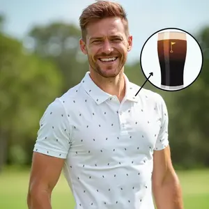 Guinness Split the G Polo Golf Shirt for Men Moisture Wicking Short Sleeve White Top, Polo For Men, Gifts for Him, Dad Gift, Polo Gift