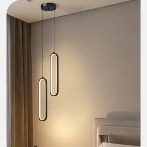 Electrical Wiring Pendant Light, Modern Dual-Head LED Oval Pendant Light, Aluminium Silicone Pendant Light, Warm Light/Three-Colour Light Design For Bedrooms, Bedside Tables, Corridors, Bars, Study Rooms, Nordic Indoor Lighting Fixtures.