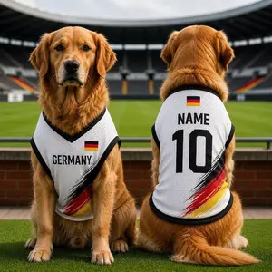 Germany Pet Soccer Jersey, Soccer Outfit for Dogs Cats, Germany Football Shirt Name Number, Dog Sports Fan Apparel