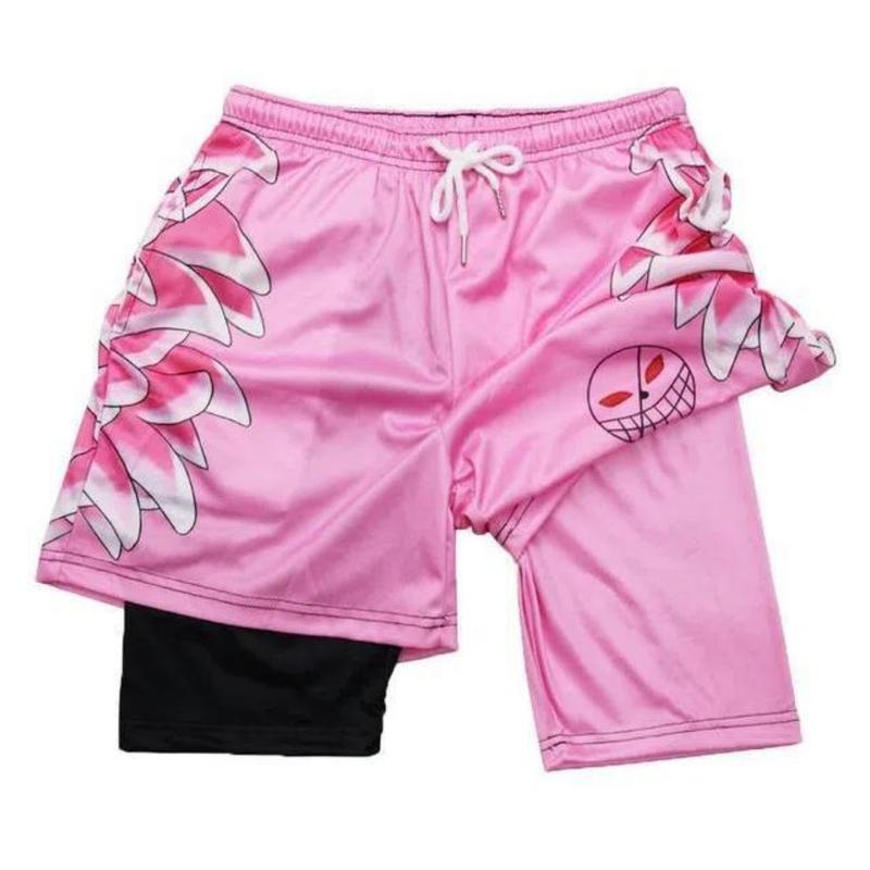 Quick-Dry Brick Gym Shorts 2-in-1 Basketball Running Workout Shorts with Zip Pockets Graphic Cross Print Design Casual Home Regular Fit Youth Sporty Drawstring Waist Shorts