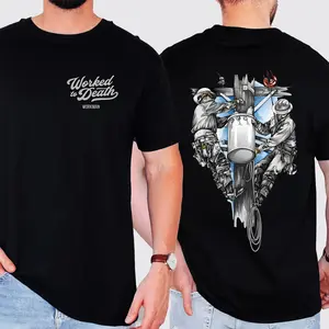 Worked To Death Lineman Shirt Power Line Worker Graphic Tee Blue Collar Electrical Worker Gift for Linemen Men & Women