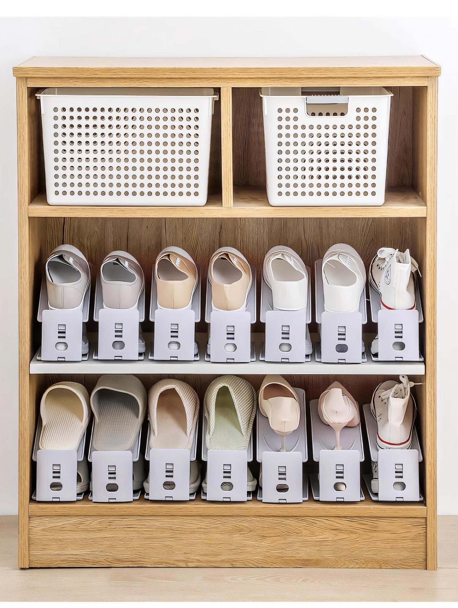 5PCS Foldable shoe rack, space-saving shoe storage organizer, minimalist storage box, transparent shoe cabinet, layered divider boards for shoe boxes