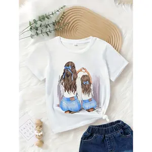 Toddler Girls Mom & Me Mother's Day T-Shirt, Cute Mother Daughter Heart Graphic Tee for Kids, Little Girls Short Sleeve Cotton Shirt, Sweet Mother's Day Gift for Daughters