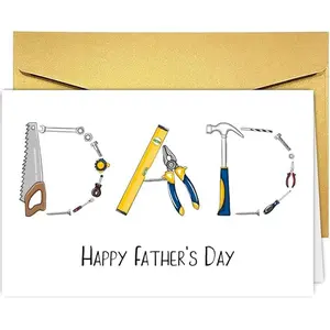 Funny Dad Tools Fathers Day Card for Daddy Father Stepfather, Happy Father's Day Cards Gift from Son Daughter Kids, Handyman Dad Fathers Day Card Ideal