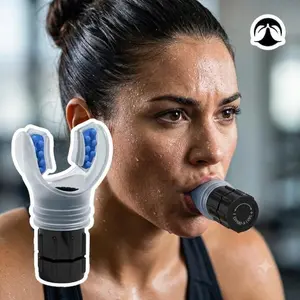 Breathing Exercise Trainer for Athletes - Adjustable Resistance Mouthpiece to Boost Stamina & Endurance, High-Intensity Training Accessory