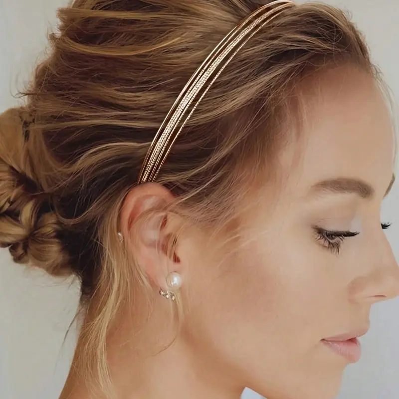 Elegant Multi-Layer Metal Hair Band, Stylish Daily Headband for Festive Shiny Parties, Versatile Accessory for Women, Metal Headbands