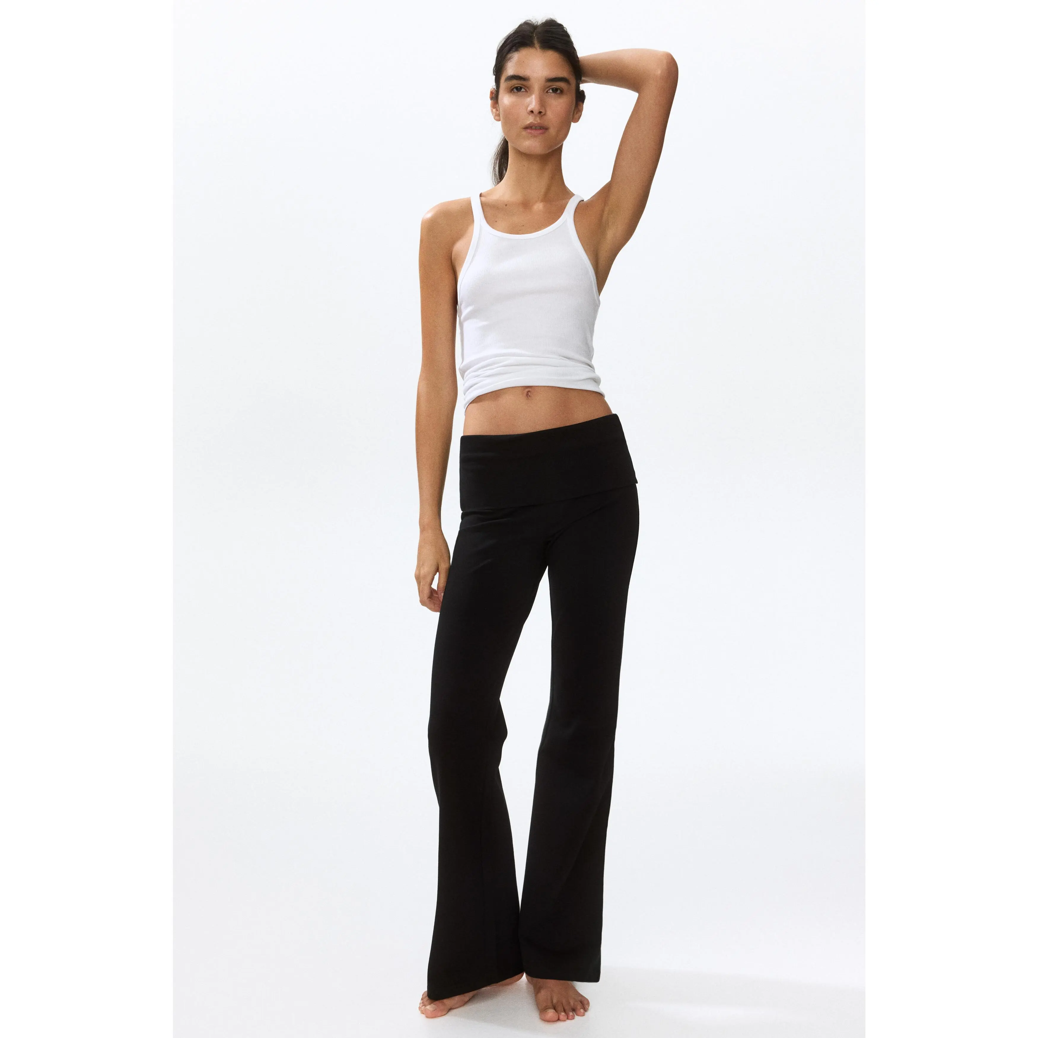 H&M Foldover-waist cotton trousers