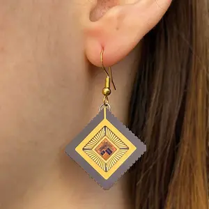 Space Tech Blue Earrings (Medium) with IC chip (Recycled from IC packaging and IC wafers)