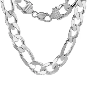 Sterling Silver Figaro 15mm Mens Necklace Bracelet Chain Italian