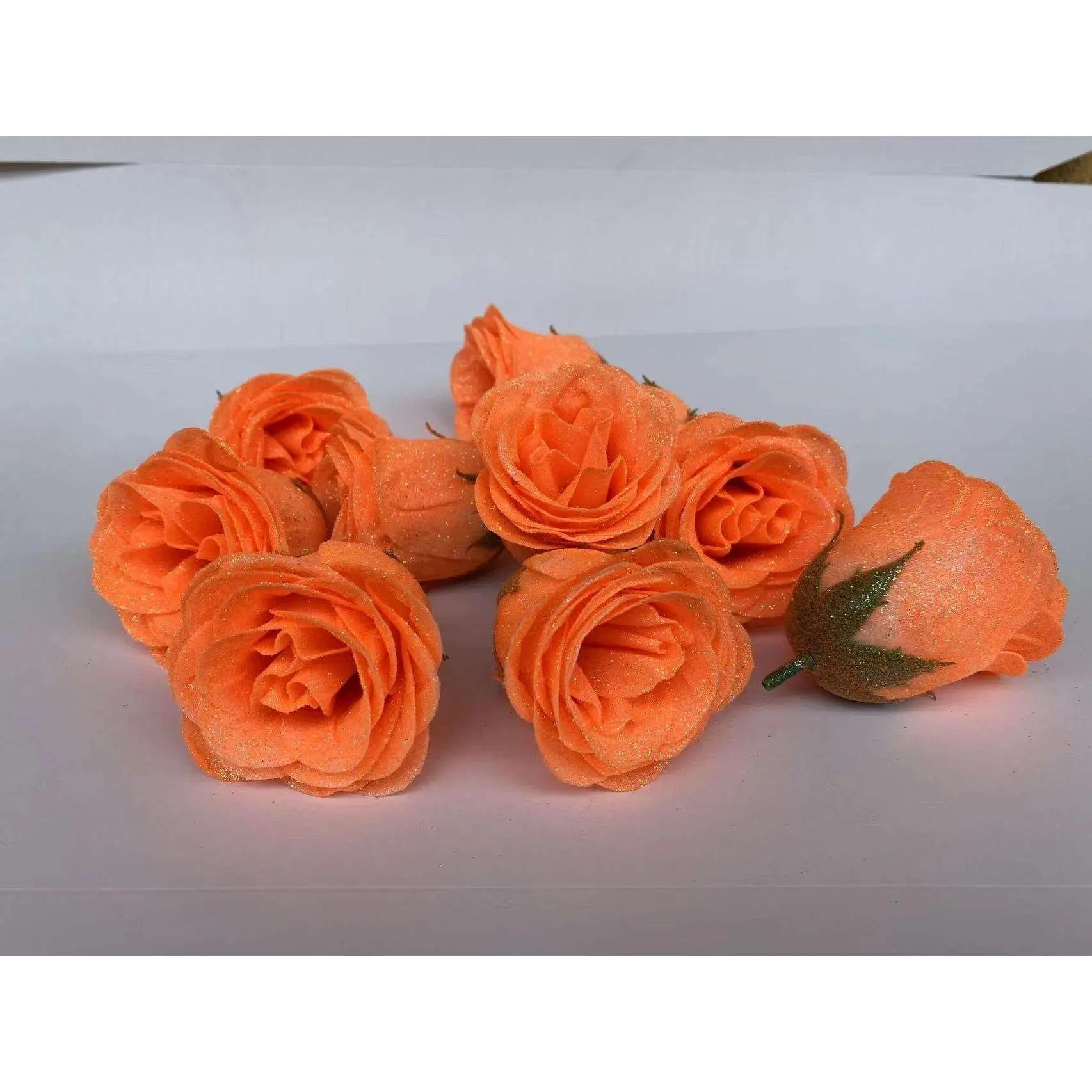 Orange Glitter Rose Heads