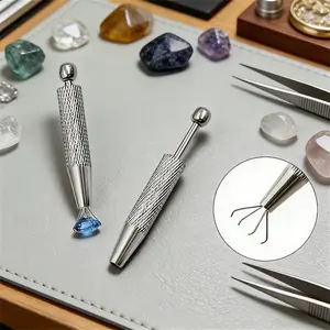Precision 4 Claw Jewelry Tweezers Portable for Gemstones, Diamonds, Beads, Small Parts, Toothless Design, Multifunctional Pliers, Hand Tools, Perfect Gift