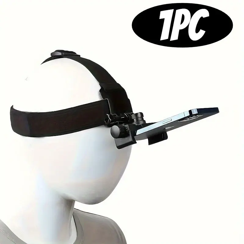 Adjustable Head-Mounted Phone Camera Stand, First Person Pov Shooting, Hands-Free, PC Material, Includes Head Strap Clip, Pack of 1, Cell Phone Holder