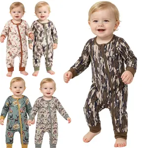 Baby Boys' Camouflage Long-Sleeve Zipper-Closure Romper, Cute Cozy Toddler Outfit for Hunting Season & Outdoor/Home Use