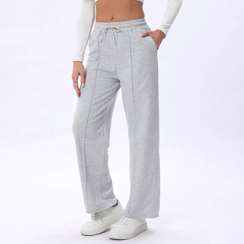 Women's Wide Leg Sweatpants with Pockets Casual Elastic High Waist Straight Leg Drawstring Baggy Lounge Pants