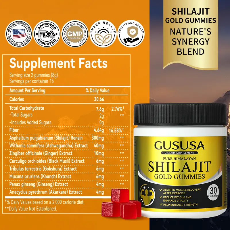 GUSUSA Shilajit Gold Gummies: Boost Energy, Stamina & Recovery Naturally