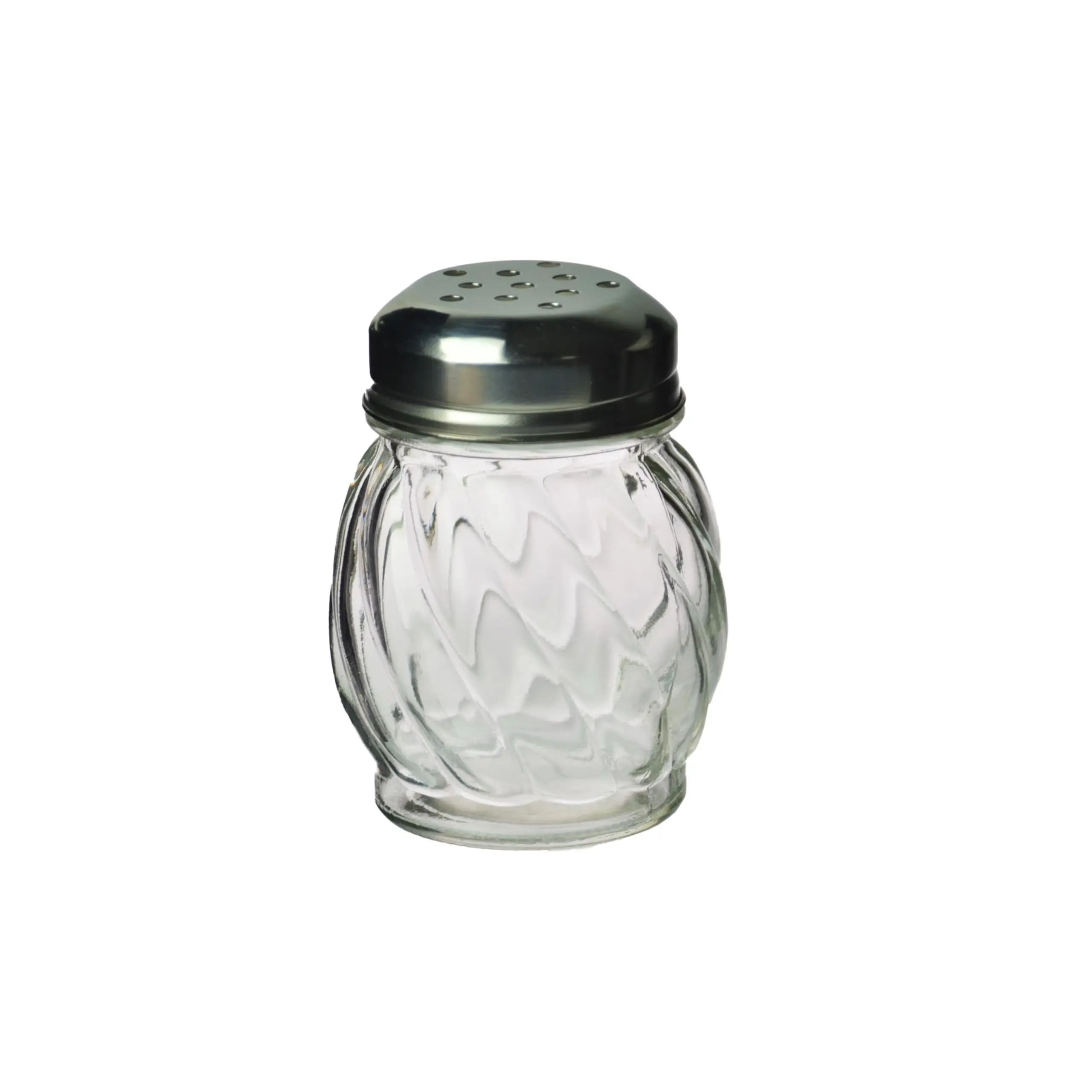 6 Ounce Glass Swirl Cheese Shaker  Crushed Red Pepper With Stainless Steel Holes Lid