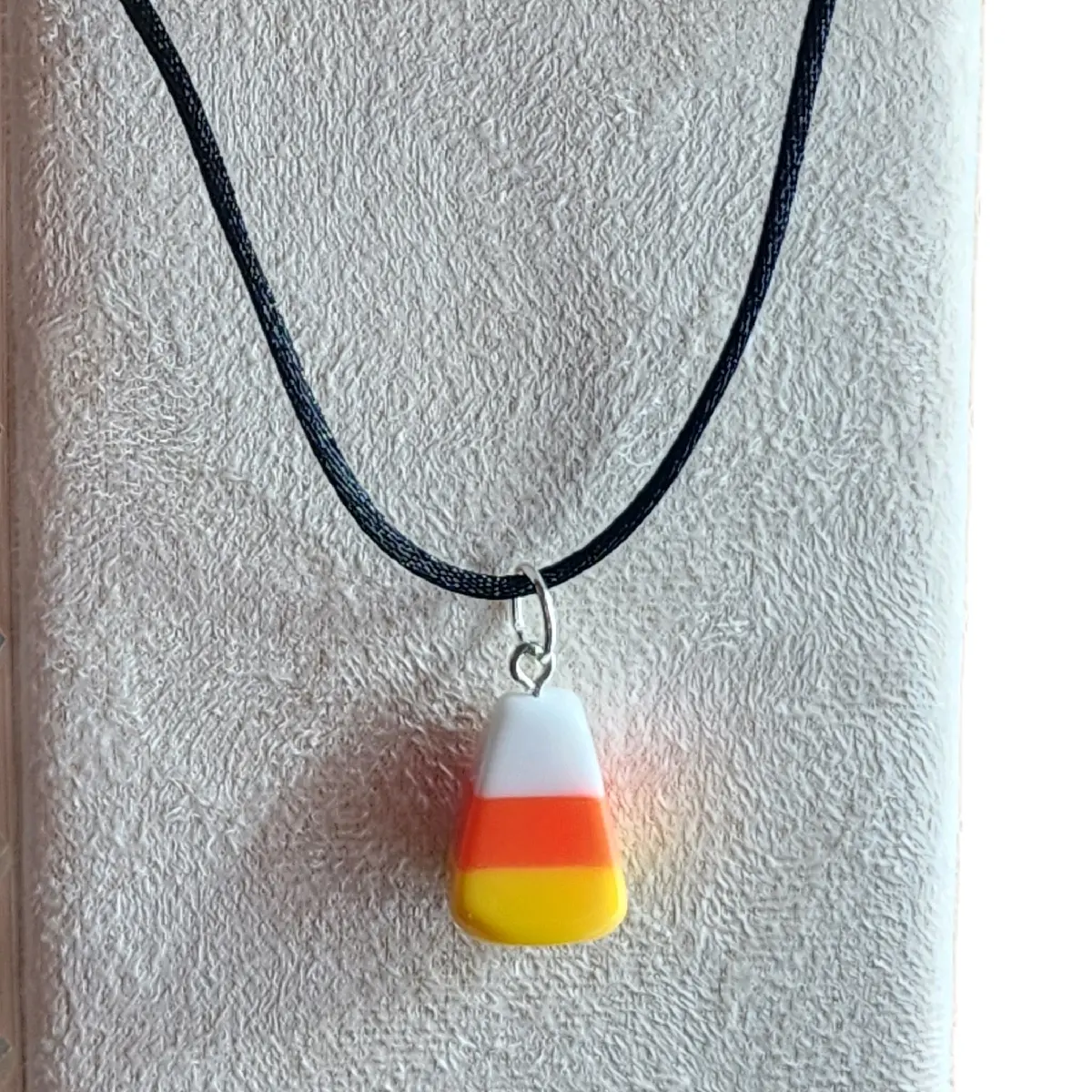 Unisex Candy Charm Necklace - Orange, Yellow, White Plastic Pendant, Durable Light Fabric Chain, Adjustable for Casual Daily & Special Occasions