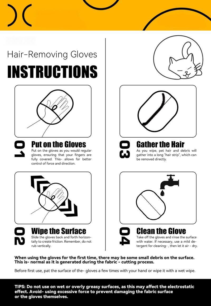 Pet Hair Remover, Electrostatic Pet Hair Removal Gloves, Reusable Cat&Dog Hair Remover for Couch, Furniture, Carpet, Car Seat.