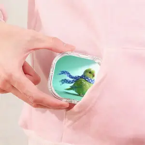 Blue White Polka Dot Scarf Green Parrot Printed Retainer Box, Hot Sale Denture Storage Box, Full Scene Universal Orthodontic Retainer Box, Large Capacity Moisture Proof Drop Resistant Storage Box