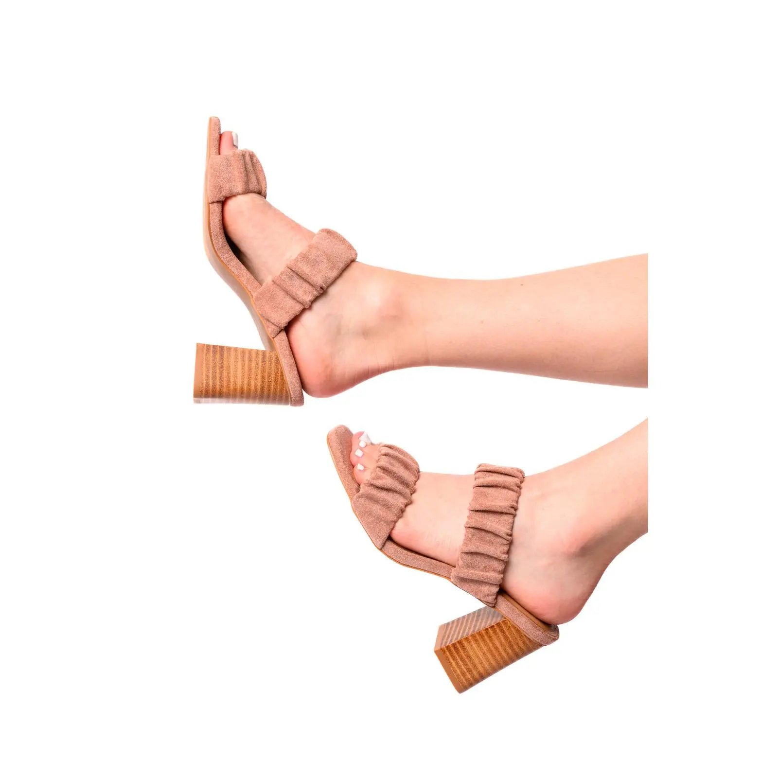 Corkys Footwear Women's Tropic Blush Suede Heels - Square Open Toe Sandals with a Scrunchy Strap and 3" Medium Heel, Shoe, Square Toe