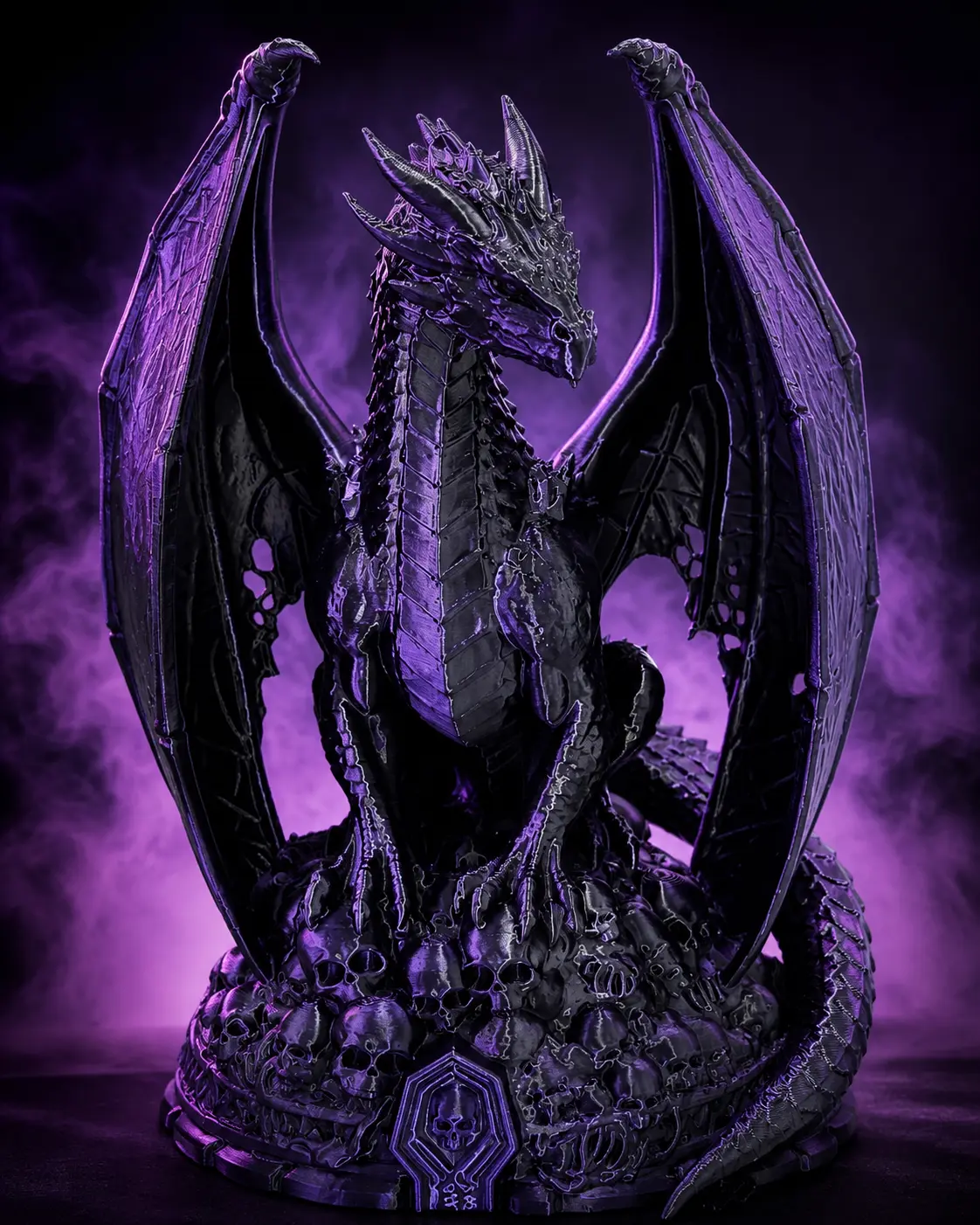 Necrodrake Throne Dragon Statue – Purple Silk Edition