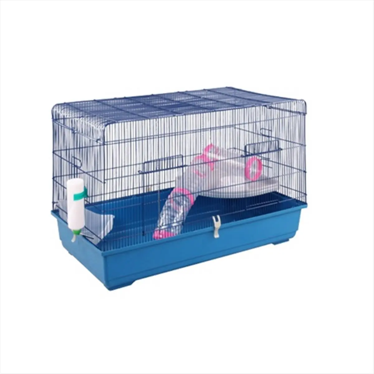 212 MAIN Large Ferret Cage Kit - 39L x 21W x 25H In Escape-Proof Secure Wire Frame Cage with 2 Play Tubes/Tunnels, Solid Base, Water Bottle, Feeder Bowl, Bedding/Litter Box Space, and Play Room