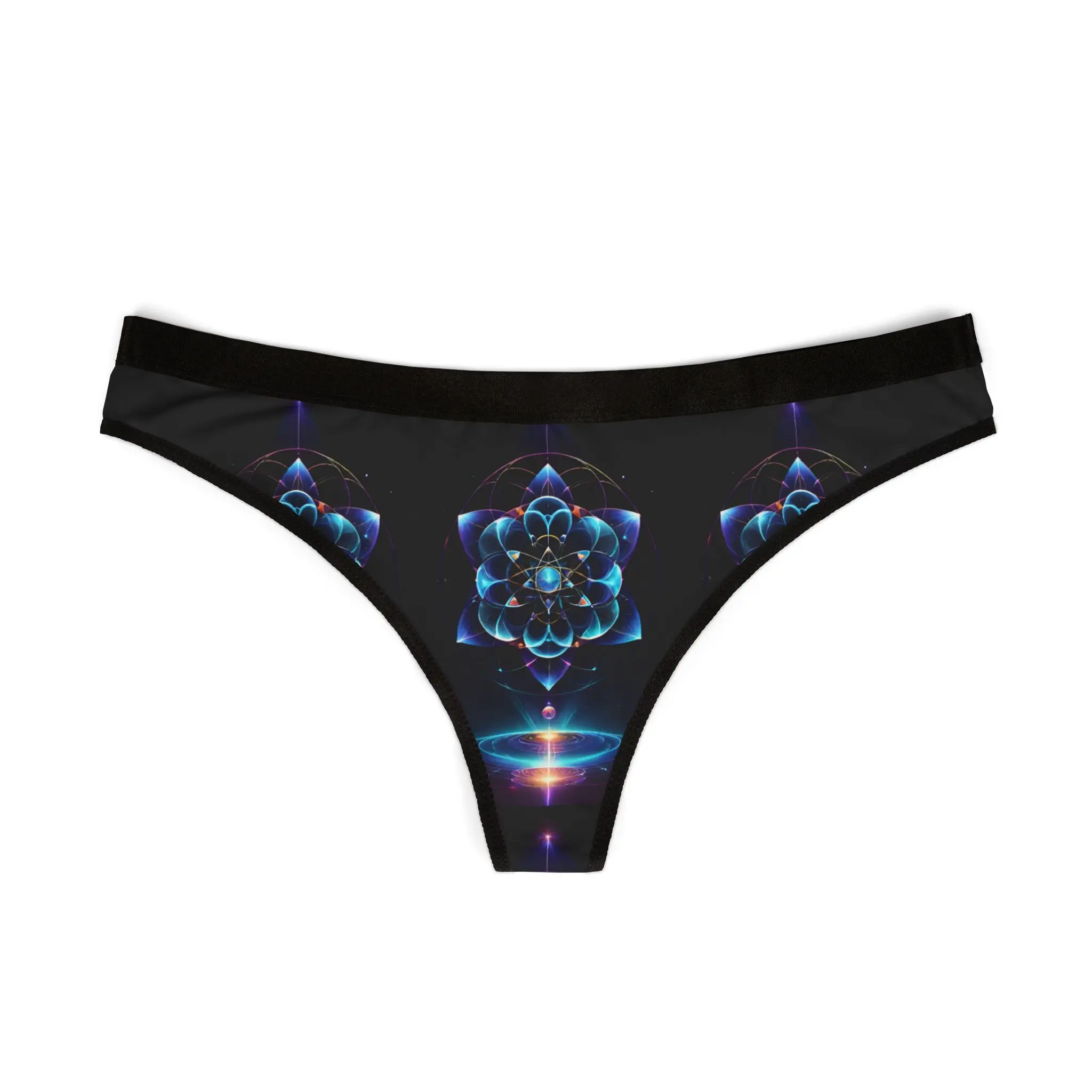 Celestial Lotus Portal Thong – Sacred Geometry Glow, Cute Lingerie, Underwear Gift, Comfortable Daily Wear, Festival & Celebrations