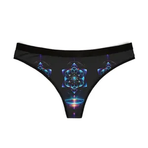 Celestial Lotus Portal Thong – Sacred Geometry Glow, Cute Lingerie, Underwear Gift, Comfortable Daily Wear, Festival & Celebrations