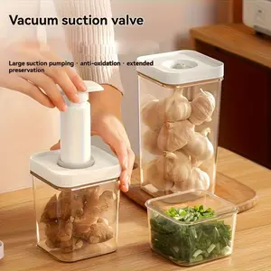 4pcs Modern Vacuum Sealing Container Fresh-Keeping Box Food Grade Household Kitchen Refrigerator Storage Containers for Food and Grains