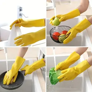 4 Pairs Heavy-Duty Latex Gloves, Reusable Non-Slip Waterproof Durable Multi-Functional Dishwashing Gloves, Kitchen Bathroom Cookware, Durable Cleaning Gloves