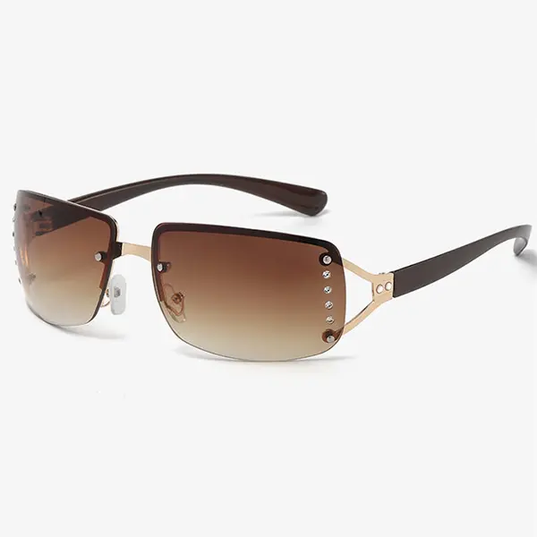 Sparkling Crystal Rimless Shades, Glamorous Retro Eyewear for Man and Woman, Trendy Festival Streetwear Look