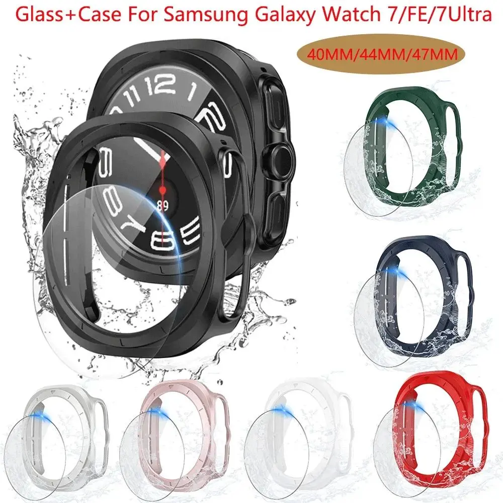 Matte Glass Smartwatch Protector with Polycarbonate Bumper Cover, 1pc Antiscratch Wearable Accessory for Samsung Galaxy Watch 7 Ultra 47mm, Watch 7/FE 40Mm/44Mm, Sensitive Touch