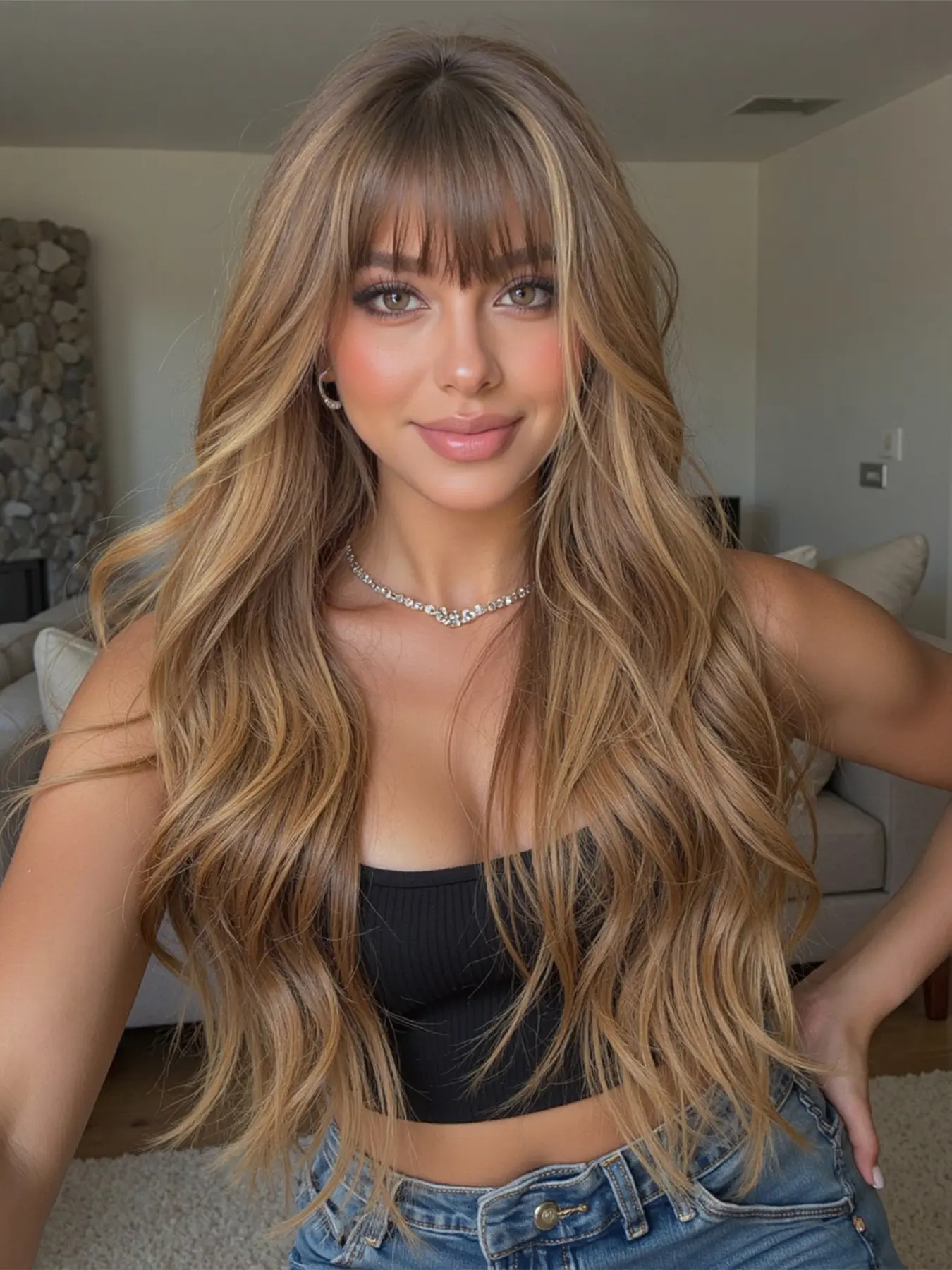 24 Inch Straight Wig with Bangs, Elegant Women's Synthetic Hairpiece for All Seasons, Perfect for Daily Wear & Special Occasions, Blonde Colored Wig