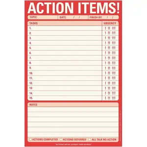 Knock Knock 6x9 in Imported Tear-Off Action Items To-Do Note Pad with Checklists, Office Stationery for Computers & Office Equipment