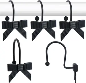 12PCS Decorative Bow Shower Curtain Hooks, Bow Knot Curtain Hooks Shower Rings for Bathroom Room Decors