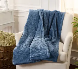 60x70 Harlequin Cable Feather Knit Throw by Kim Gravel