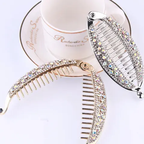 Rhinestone Decorated Banana Clip, Elegant Simple Fashion Hair Accessories for Women & Girls, Trendy All-match & Exquisite Hair Clip, Flower Hair Clip for Birthday Gift, Goddess Hair Clip, Bling Hair, Decorative Hair Clips, Hair Clip Set