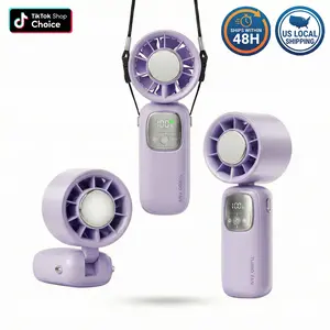 2026 Upgraded Refrigeration Portable Fan in Pale Purple, 100 Speed Adjustable Handheld Turbo Fan with Ice Cooling Plate, High Speed Personal Fan for Summer Travel & Vacation Essentials