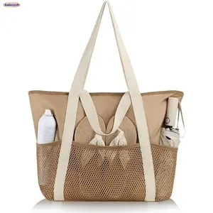 2026 Trendy Waterproof Beach Bag with Zipper, Sandproof Large Capacity Tote for Beach Travel, Swimming Pool & Vacation, Lightweight Washable Outdoor Handbag for Women, Quick Dry Water Resistant Bag for Summer Essentials, Towels & Toys