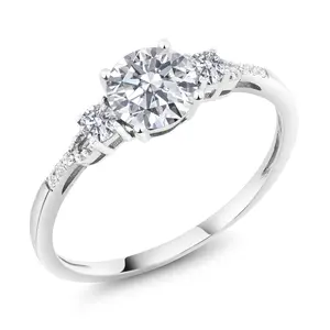 Gem Stone King 1.16 Cttw 10K White Gold IGI Certified Lab Grown Diamond Engagement Ring For Women | Center Diamond 1 Ct | D-E Color | VS1-VS2 Clarity