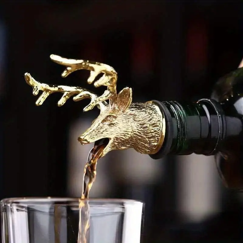 Unique Deer Head Wine Pourer, Elegant Bottle Stopper, Bar Tool, Kitchen Accessory, Home Bar Accessories, Perfect for Home Decor & Parties