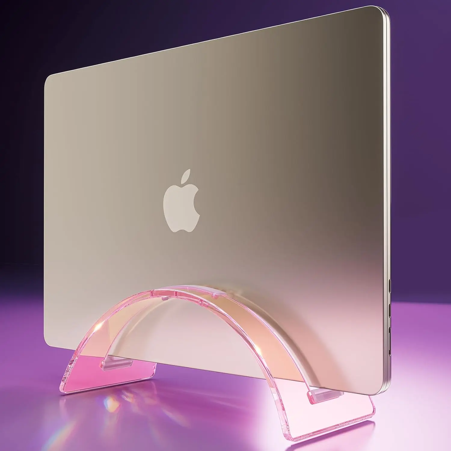 Acrylic Vertical Laptop Stand for Desk,Acrylic Invisible Desktop Notebook Dock,Vertical Laptop Holder Space-Saving Organizer for All MacBook, Surface, Samsung, HP, Dell-Pinku2026
