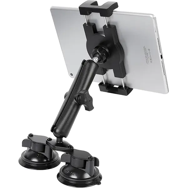 Aluminium Adjustable Pilot's Tablet Holder with Strong Dual Suction Cups, Universal Vehicle Accessories for Aircraft & Car Windshield, Fits iPad Mini/Air/Pro 12.9/11, iPhone 5-13" Devices, Tablet Accessories