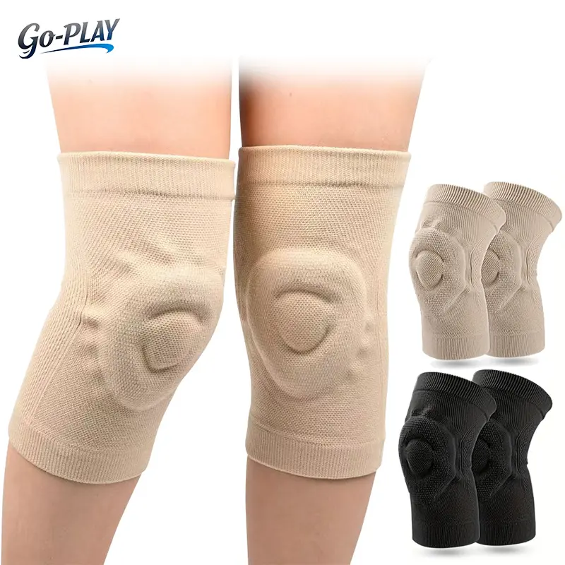 1 Pair Unisex Silicone Knee Pads, Non-Slip Knee Support Sleeves, Compression Sports Knee Brace for Volleyball, Basketball, Cycling, Yoga, Dance & Workouts