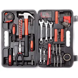 Cartman 148-Piece Home Tool Kit – Comprehensive Household Repair Set with Hammer, Screwdrivers, Pliers, Wrenches & Measuring Tools in Sturdy Blow-Molded Case