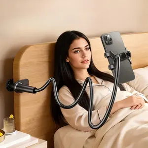 360-Degree Universal Flexible Tube Stand, Stable Phone Tablet Holder, Adjustable Angle, Clip Design, 70cm Length, Simple Style