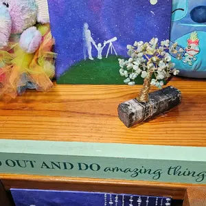 Wirewrapped Amazonite Tree with Golden Trunk on Zebra Calcite for Home Decor and Healing