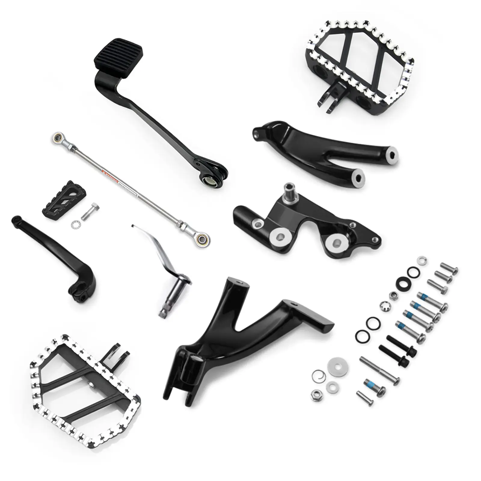 Rider Extended Standard Forward Control Kit w/ Footboards Floorboards for Harley Softail Street Bob FXBB 114 FXBBS Low Rider FXLR 107 FXLRS 117 2018-Up Aluminum Alloy Gloss Black Finish