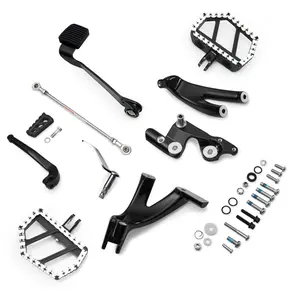 Rider Extended Standard Forward Control Kit w/ Footboards Floorboards for Harley Softail Street Bob FXBB 114 FXBBS Low Rider FXLR 107 FXLRS 117 2018-Up Aluminum Alloy Gloss Black Finish